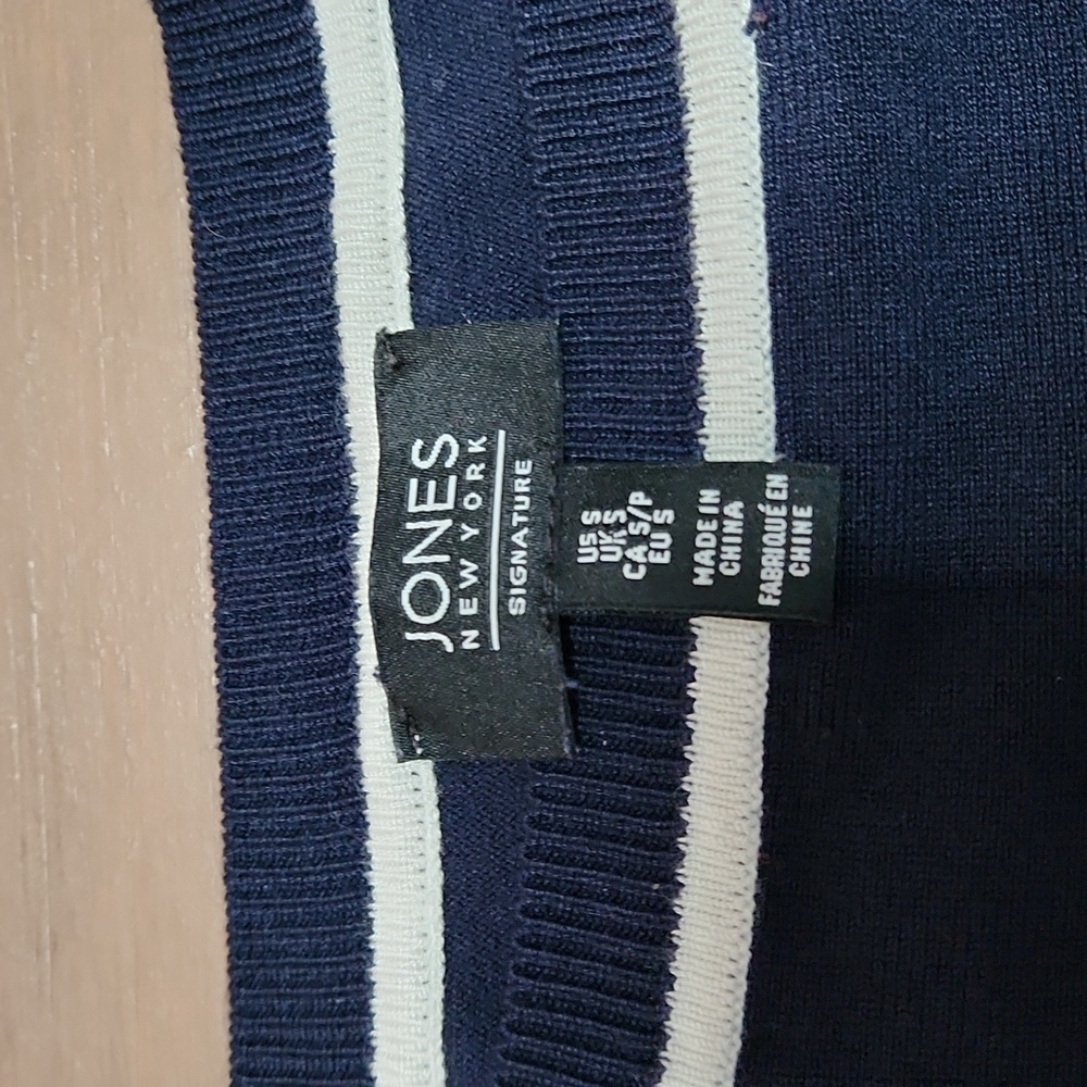 Jones New York Navy Blue & White Sweater Small Classic Nautical - Picture 4 of 8